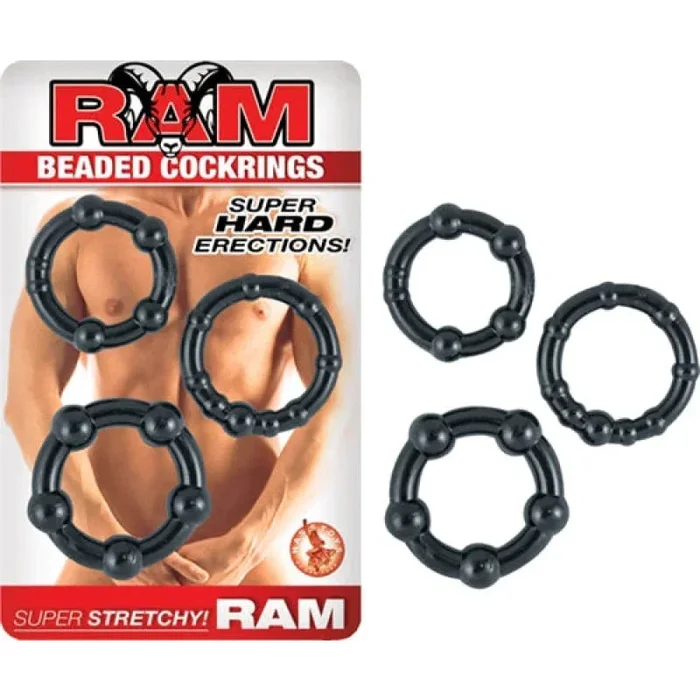 Ram Beaded Cockrings – Black