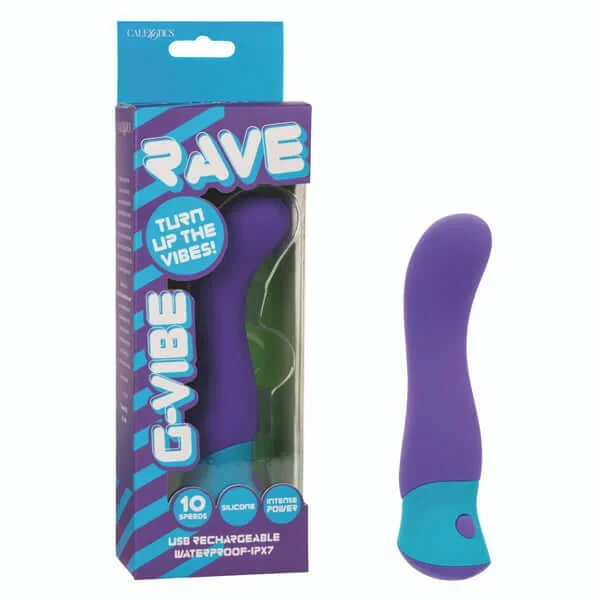 Rave G-Vibe Rechargeable Silicone G-Spot Vibrator – Purple/Blue