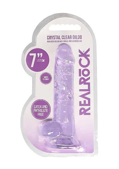 Real Cock 7 inches Realistic Dildo with Balls Purple