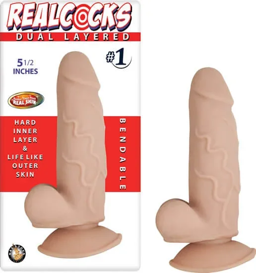 Real Cocks Dual-Layered #1 Dildo – Beige 5.5 inches | Bendable