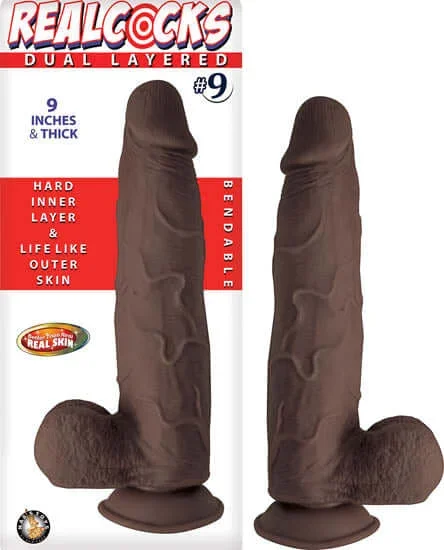 Real Cocks Dual Layered #9 Dark Realistic Dildo – Lifelike Sensations and Bendable Design!