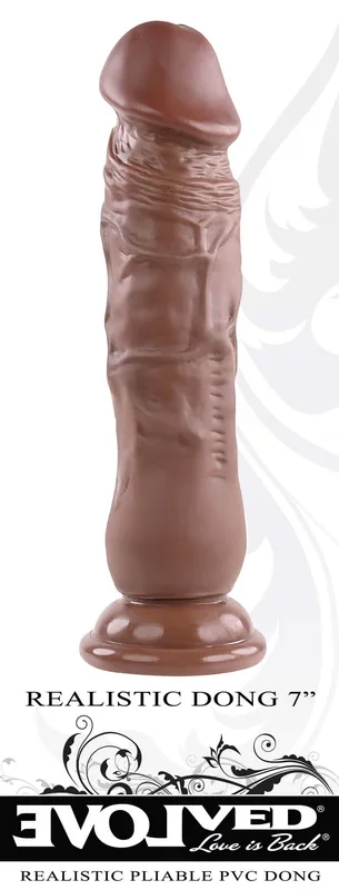 Realistic Dong 7 inches Dark Brown