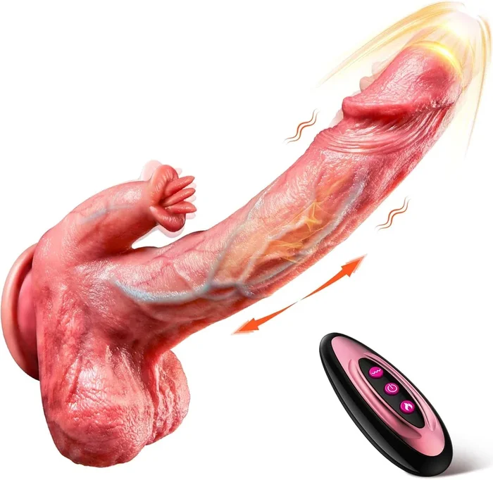 Realistic Thrusting & Licking Dildo | 9 Vibration & Heating Modes for G-Spot Stimulation