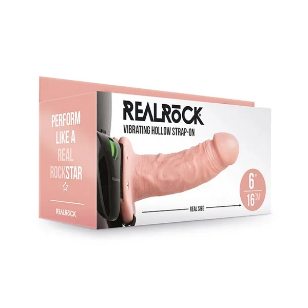 RealRock 6in VibratingHollowStrapOn Beig