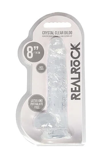 RealRock Crystal Clear Dildo with Balls 8 inches