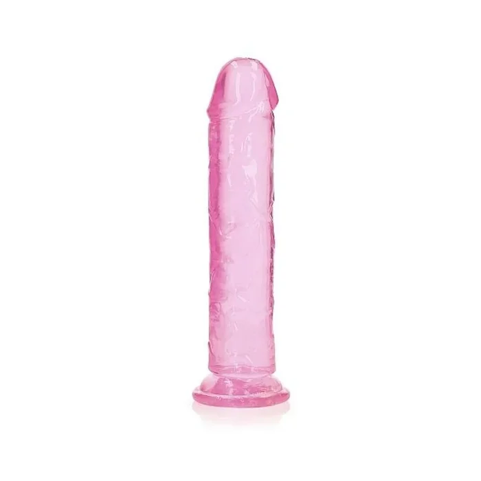 Realrock Crystal Clear Straight 9 In. Dildo Without Balls Pink