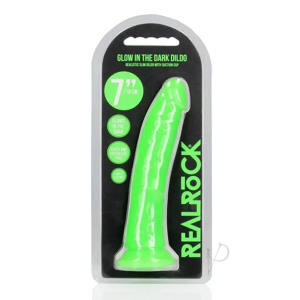 Realrock Slim Dildo 7 Gitd Green