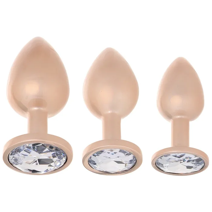 Rear Assets 3 Piece Metal Butt Plug Kit in Champagne