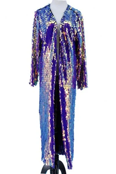 Rectangle Sequin Long Duster – Blue/Multi – One Size