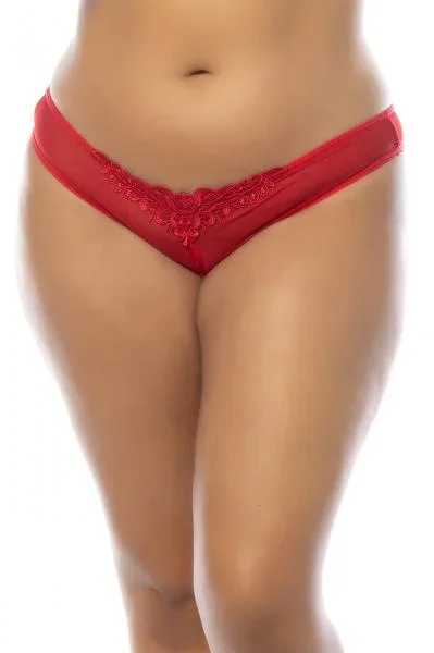 Red – Crotchless Pearl Thong