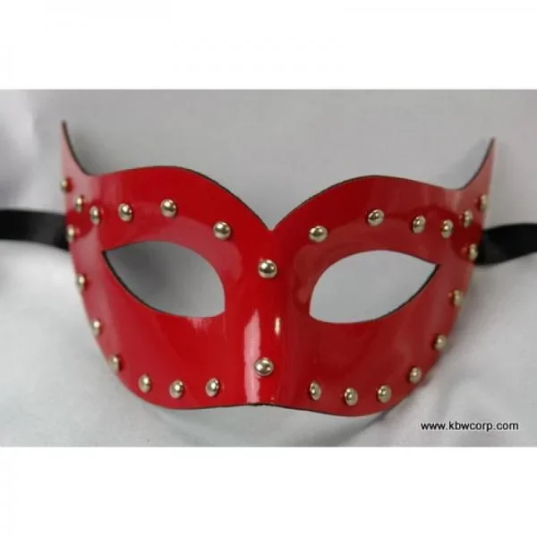 Red – Leather Mask with Round Stud