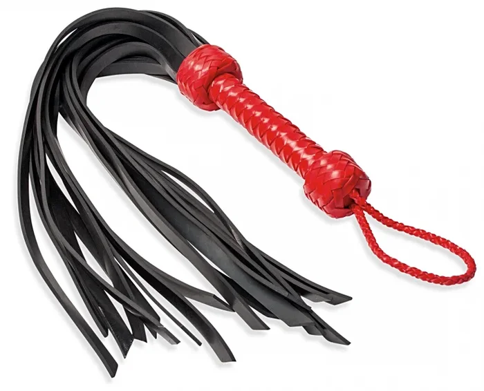 Red Handle Black Tails Silicone Flogger