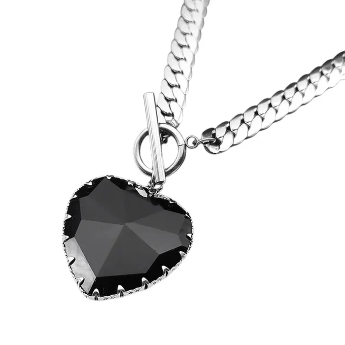 Red Heart Pendant Necklace Choker