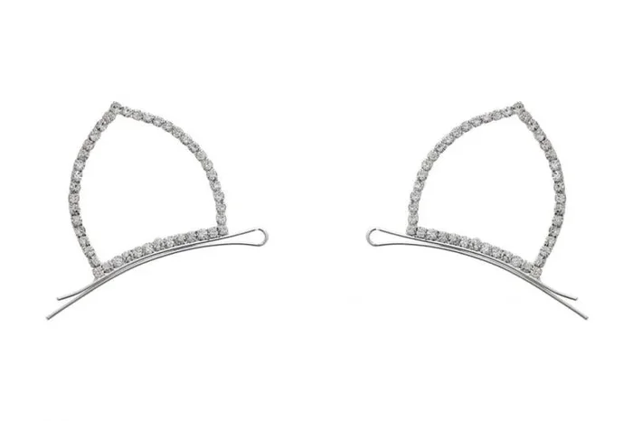 Rhinestone Cat Ear Bobby Pins – Silver