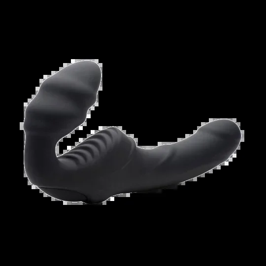 Ribbed Vibrating Silicone Strapless Strap On