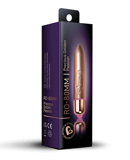 Rocks Off Precious Golden Passion Colored RO-80 mm Bullet – 7 Speed Gold
