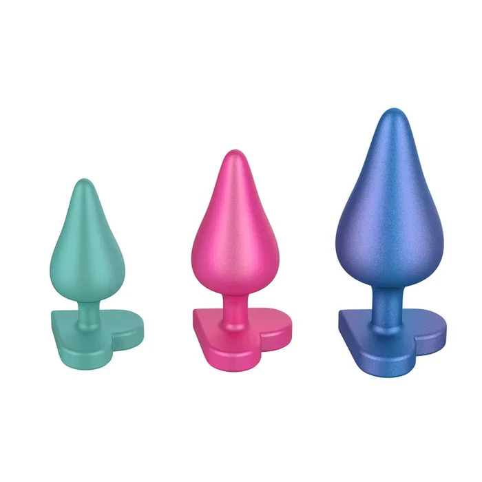 ROMP Luster Anal Training Butt Plug Kit Pink Green Blue