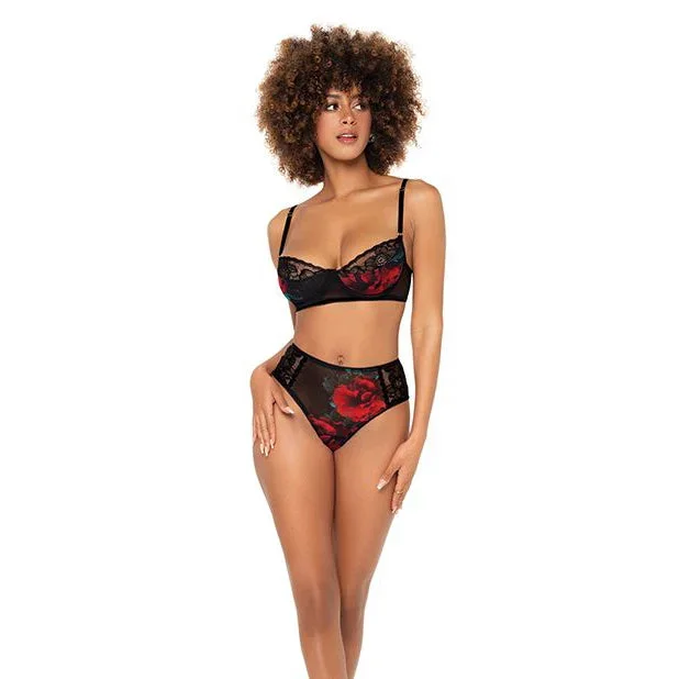 Rose Mesh Underwire Bra & High Waisted Bottom