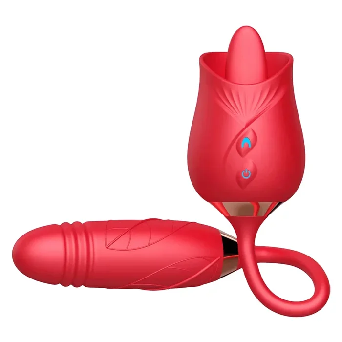 Rose Tongue Vibrator With Telescopic Dildo