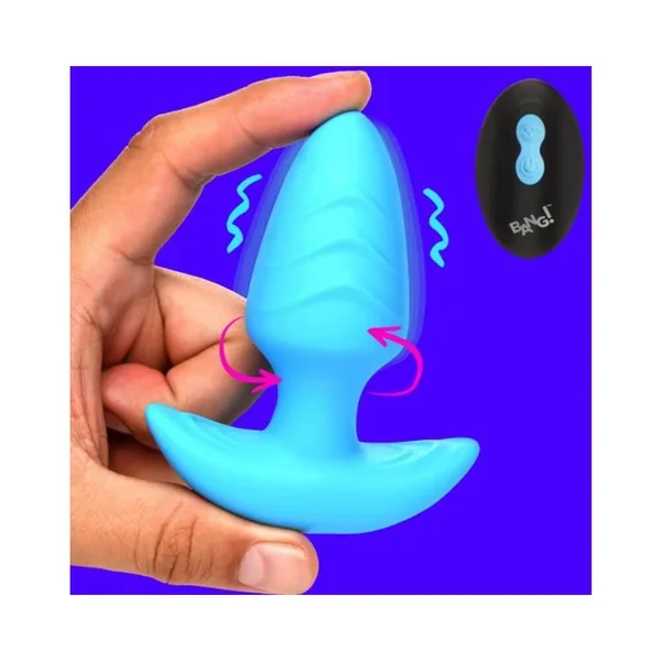 Rotating And Vibrating Silicone Butt Plug – Blue