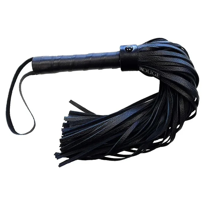 Rouge Leather Flogger with Leather Handle – Black on Black