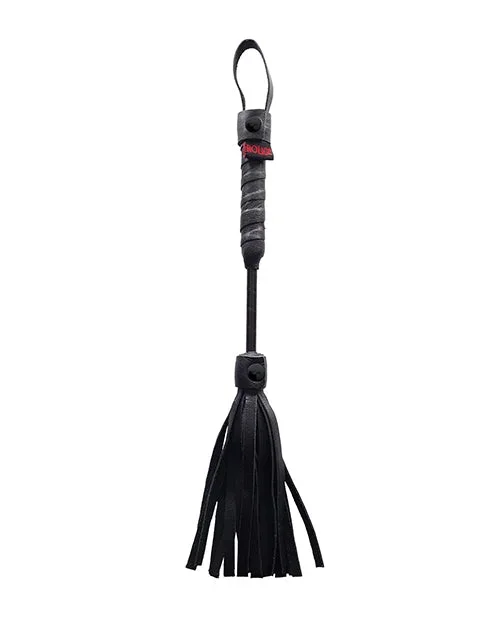 Rouge Mini Leather Flogger Black 26cm For Sensual Play