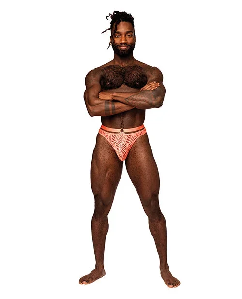 Rude Awakening Mesh Strap Thong Neon Orange Male Power