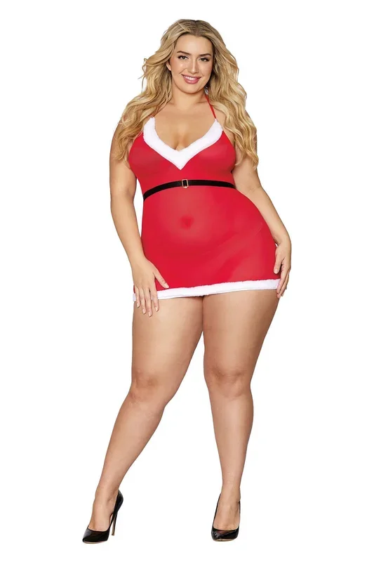 Santa Baby Chemise – Queen Size – Lipstick Red