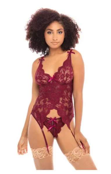 Sara Lace Bustier and Panty – Zinfandel –