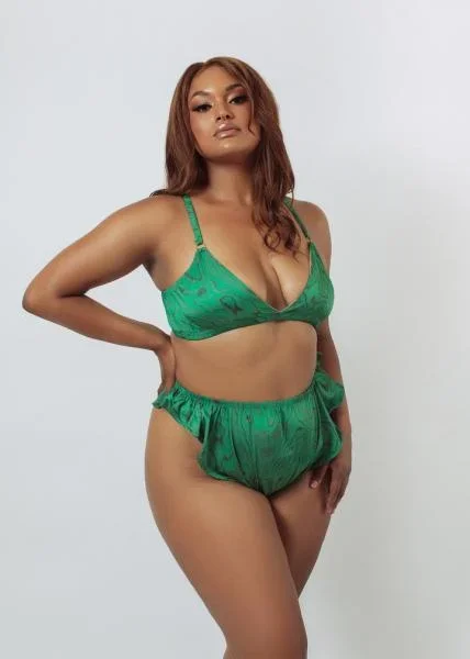 Satin Flutter Panty – Malachite –