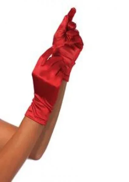 Satin Wrist Length Gloves – Red