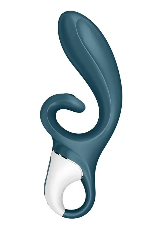 Satisfyer Hug Me Rechargeable Silicone Vibrator with Clitoral Stimulation – Grayblue
