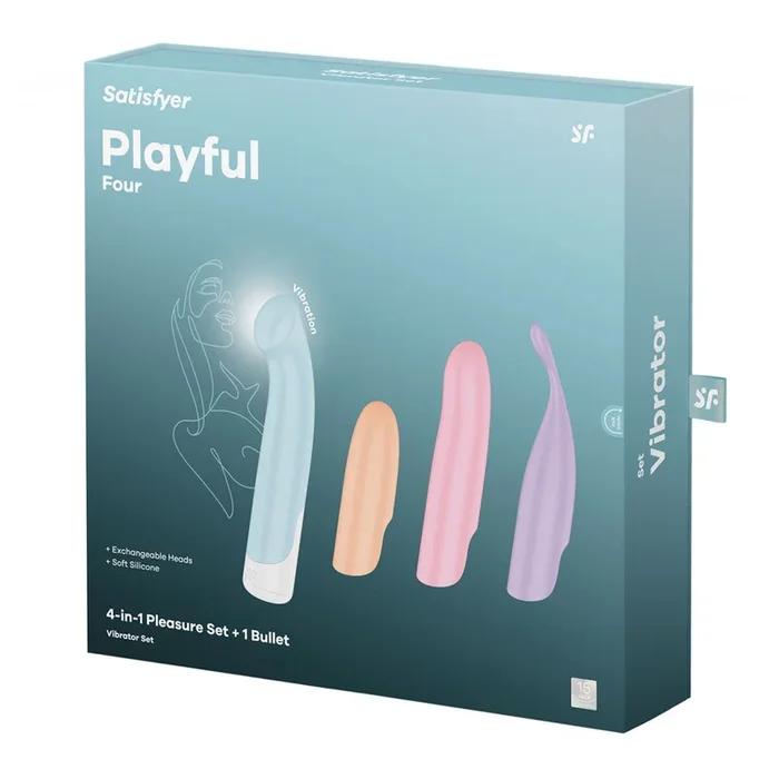 Satisfyer Playful Four – USB Rechargeable Vibrator with 4 Interchangeable
