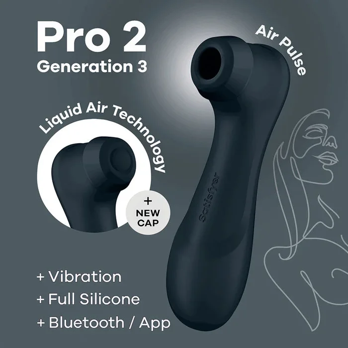 Satisfyer Pro 2 Generation 3 with App Control – Dark Grey – Dark Grey Touch-Free USB-Rechargeable Clitoral Stimulator