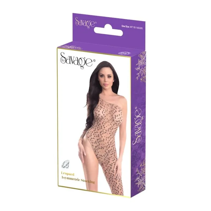 Savage Lingerie Asymmetric Stocking Leopard