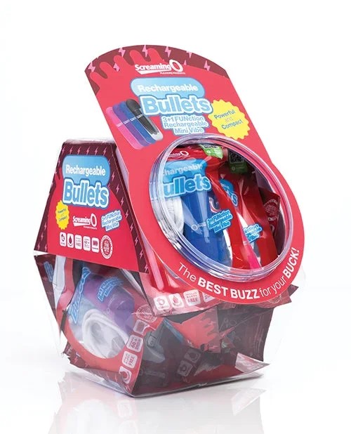 Screaming O Rechargeable Bullets Candy Bowl – Asstd. Colors Display of 24