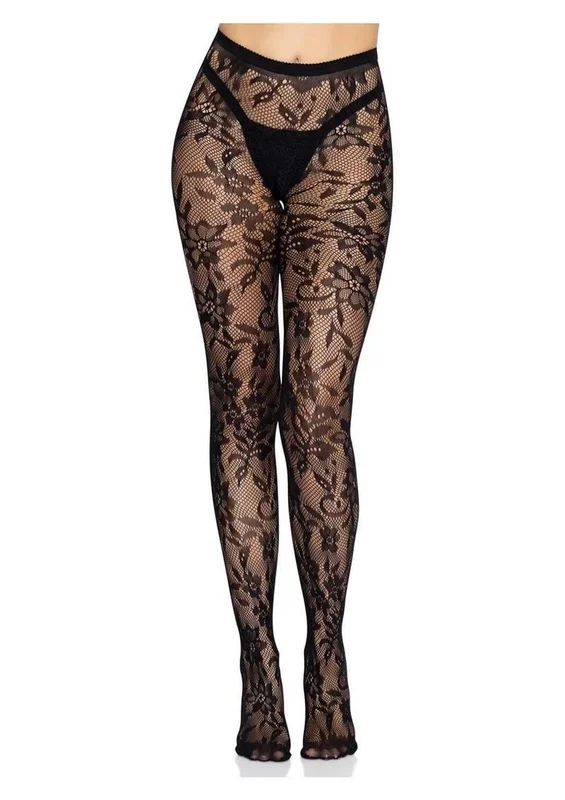 Seamless Chantilly Floral Lace Tights