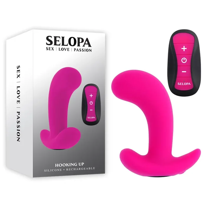 Selopa HOOKING UP – Pink 9.5 cm USB Rechargeable Vibrator with Wireless Remote