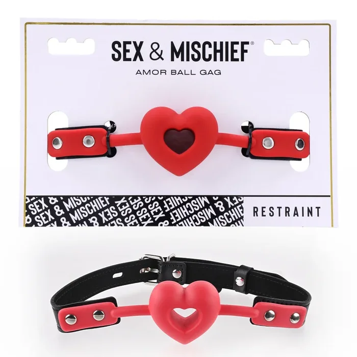 Sex & Mischief Amor Ball Gag – Red/Black Mouth Restraint