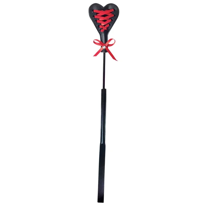 Sex & Mischief Heart Beat Crop – Black/Red 37.5 cm Crop Whip