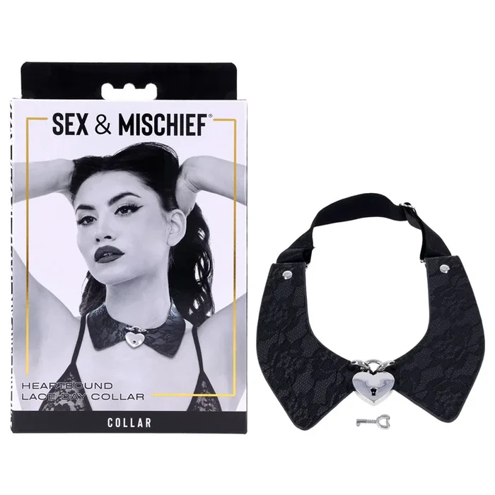 Sex & Mischief Heartbound Lace Day Collar – Black Submission Collar