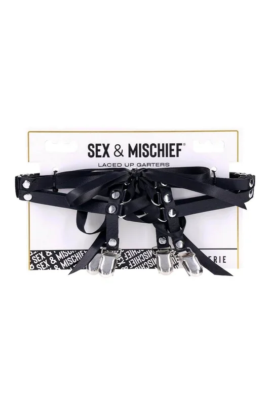 Sex & Mischief Laced Up Garters – Black