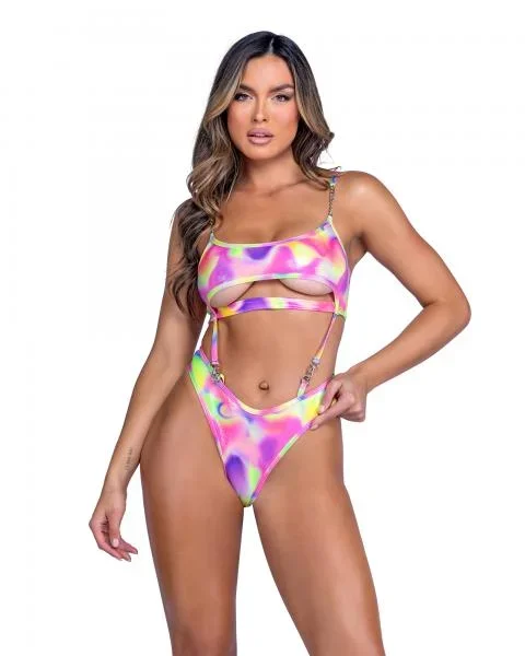Shimmer Multi-Colored Underboob Romper – Multi –