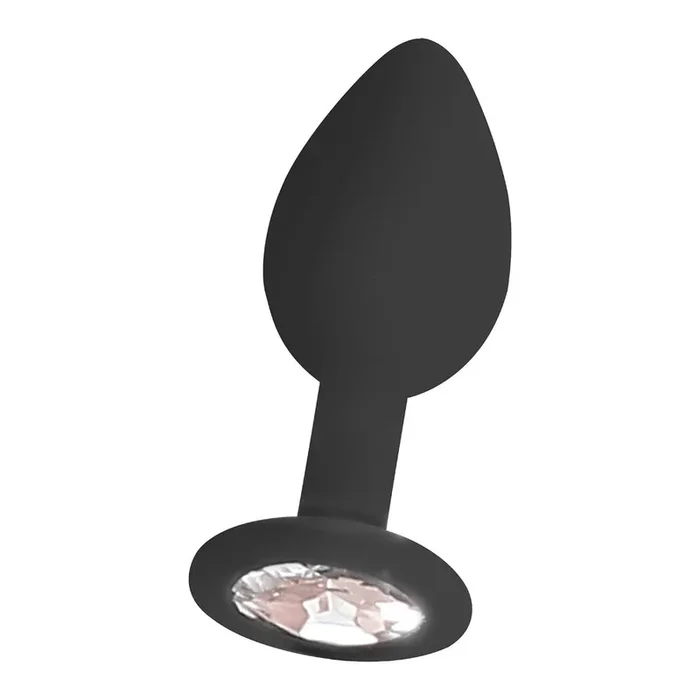 Shots Ouch! Black & White Silicone Butt Plug With Removable Jewel Black