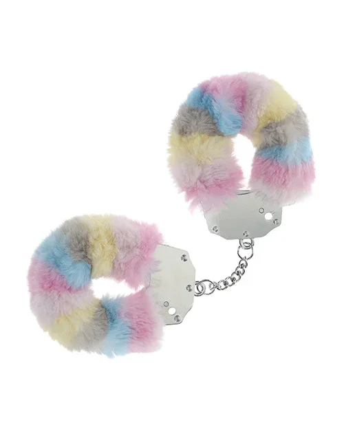 Shots Ouch! Heavy-duty Fluffy Handcuffs – Powder Rainbow