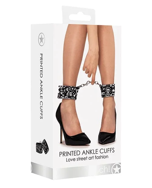 Shots Ouch Love Street Art Fashion Printed Ankle Cuffs – Black