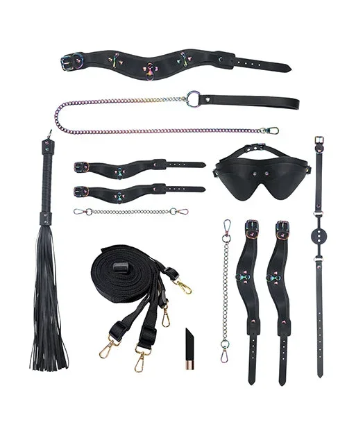 Shots Ouch! Venice Collection Bondage Kit with Bag – Black/Iridescent
