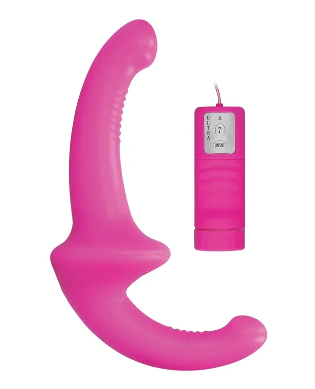 Shots Ouch Vibrating Silicone Strapless Strap On w/Controller – Pink