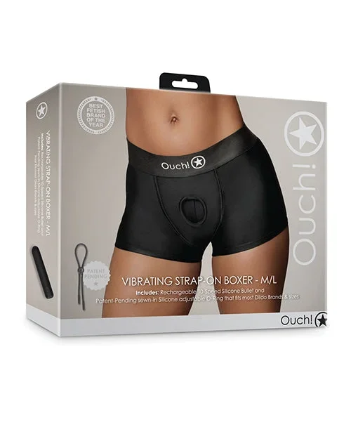 Shots Ouch Vibrating Strap On Boxer – Black M/L