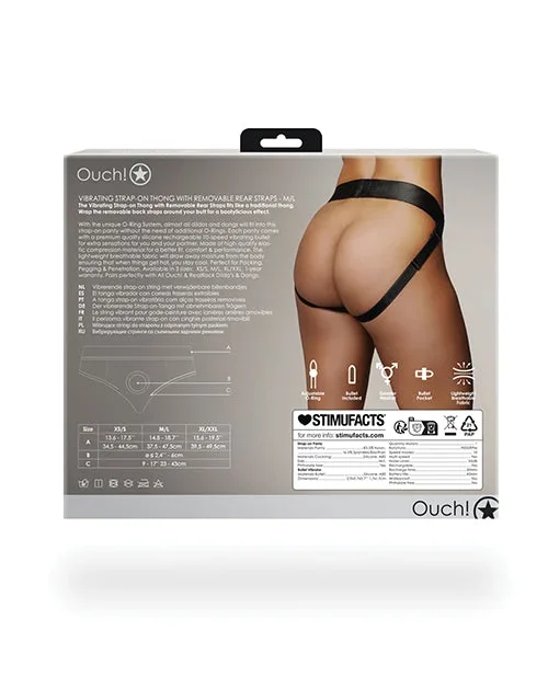 Shots Ouch Vibrating Strap On Thong w/Removable Rear Straps – Black M/L